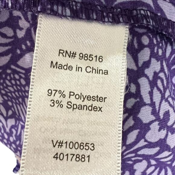 Coldwater Creek Purple Print Pull On Pants Size L - Picture 4 of 8